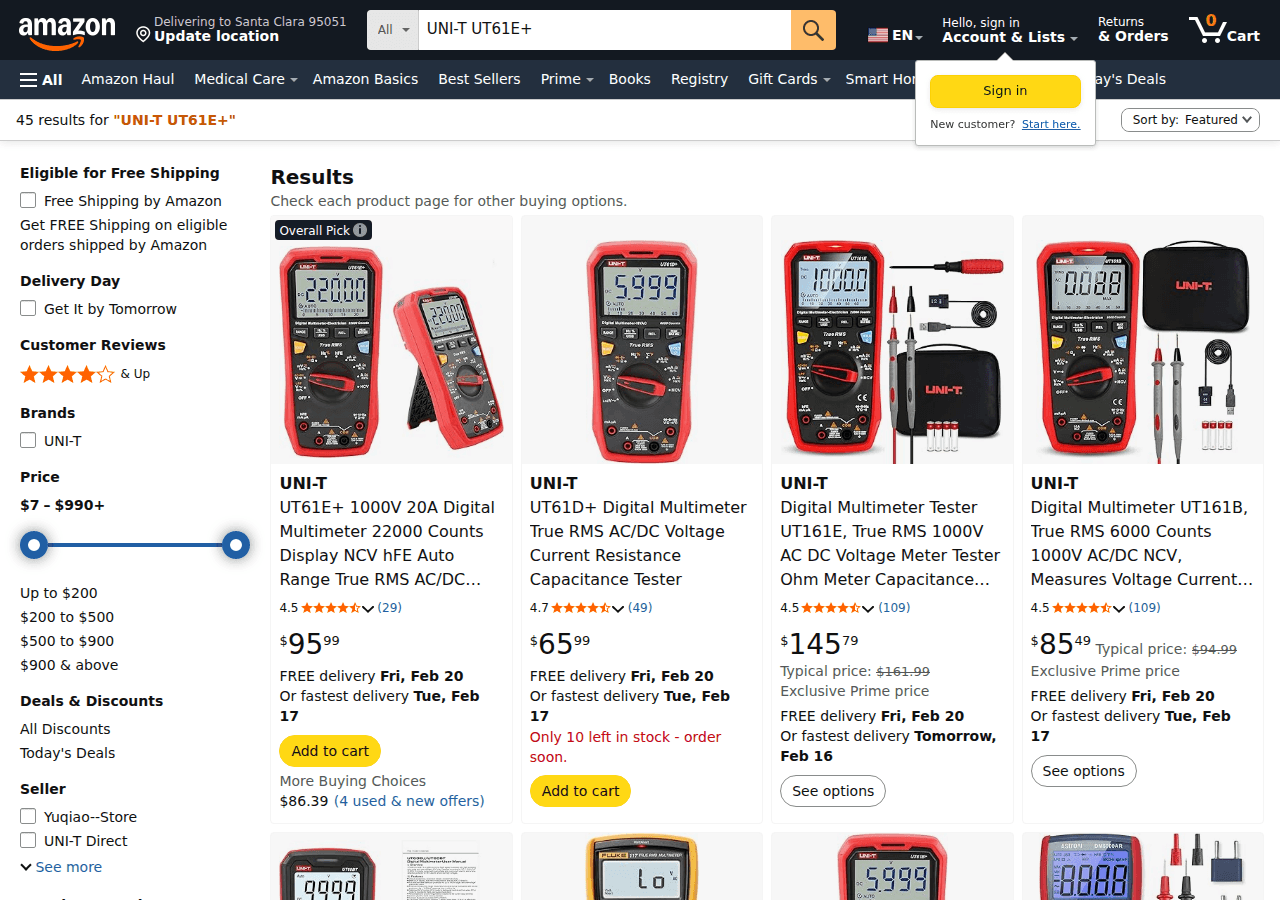 UNI-T UT61E+ 22000-count true RMS multimeter with USB data logging via Sigrok